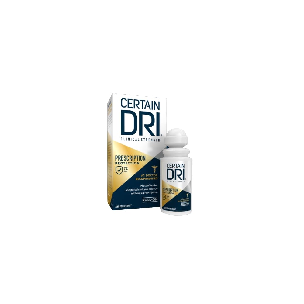 Certain Dri anti-perspirant roll-on three-pack side view shows compact packaging for travel.