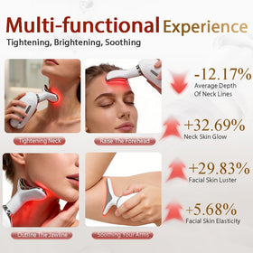 CerviCalm at home spa routine with red green yellow light.
