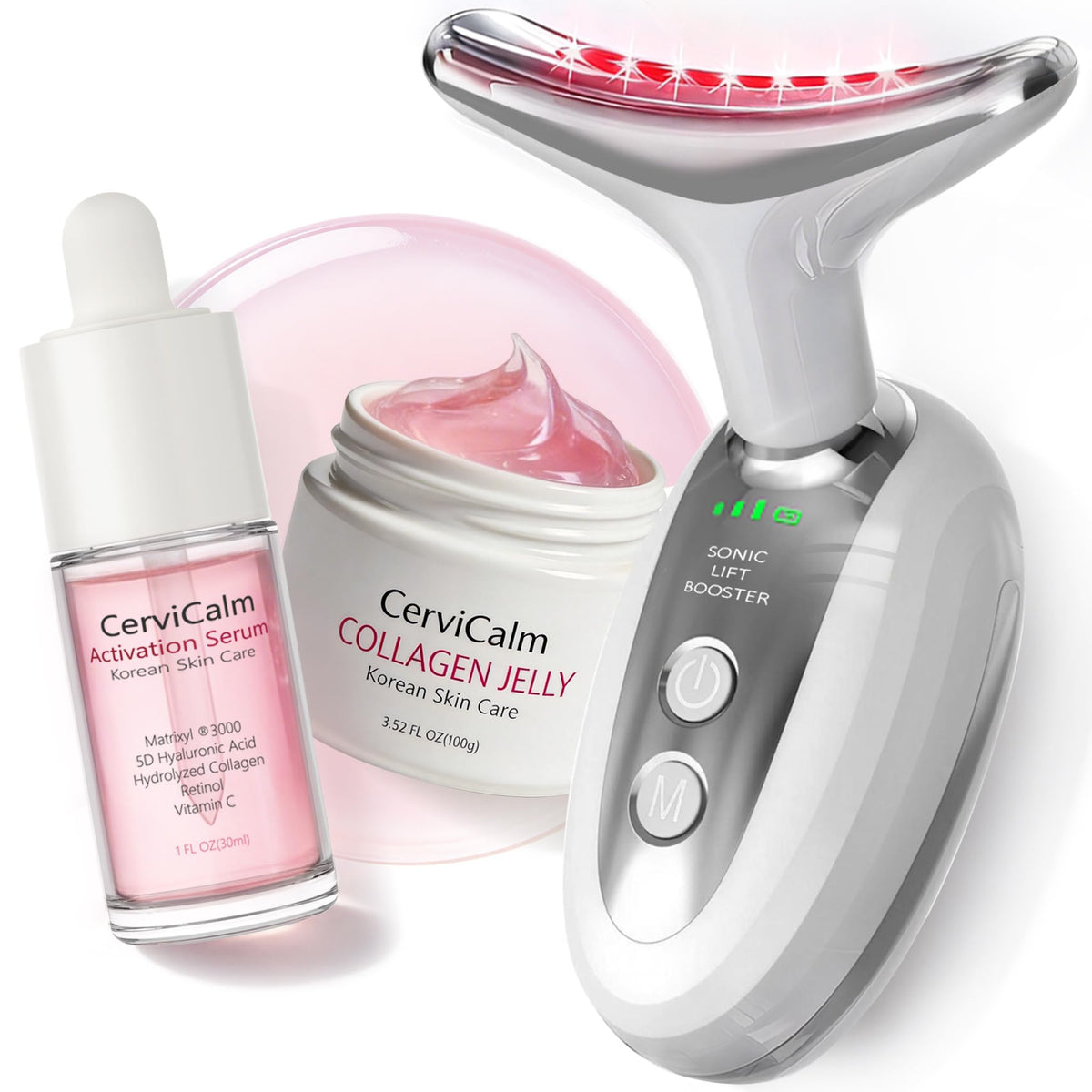 CerviCalm red light face and neck device for gentle contouring and tonal balance.