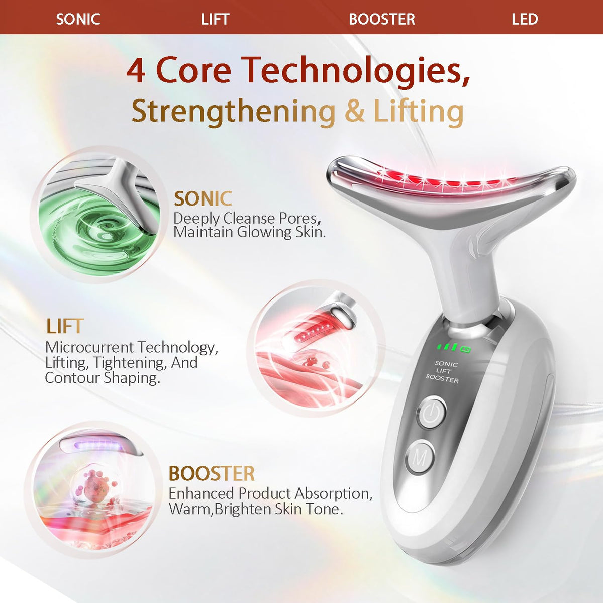 CerviCalm smart vibration aids facial sculpting with ergonomic wand.