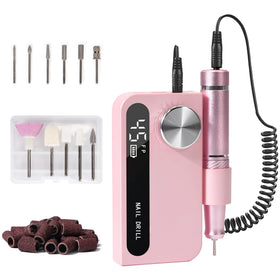 Cesekao cordless nail drill shows 45,000 rpm capability for precise shaping at home.