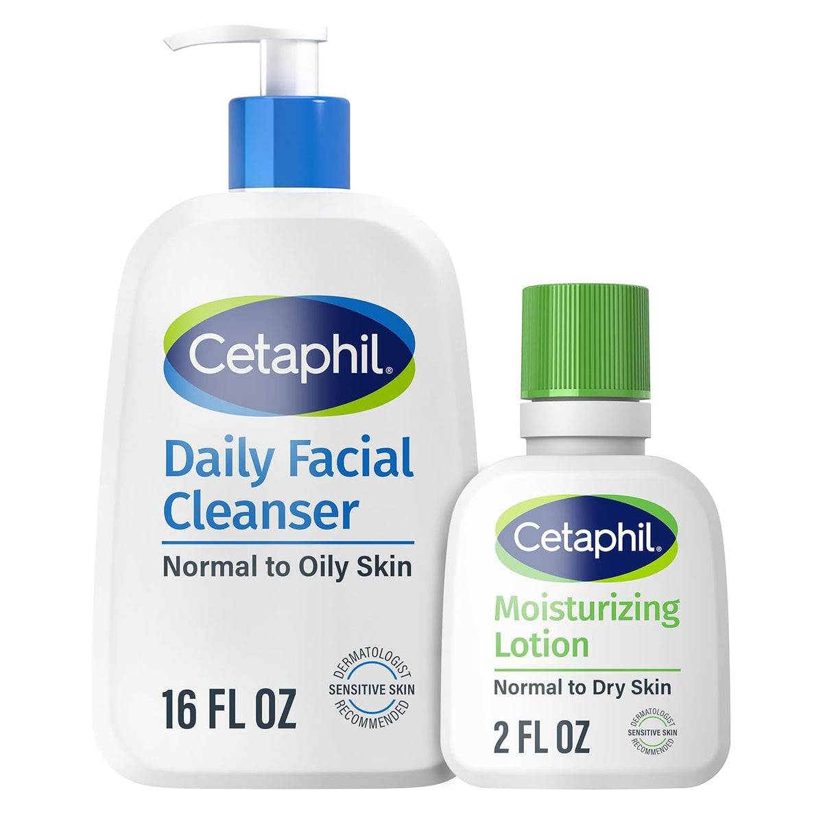 Cetaphil Daily Facial Cleanser bottle front showing gentle daily cleansing for all skin types.