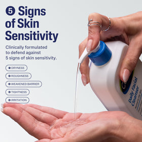 Cetaphil Daily Facial Cleanser pour closeup demonstrates easy lather for refreshing cleanse.