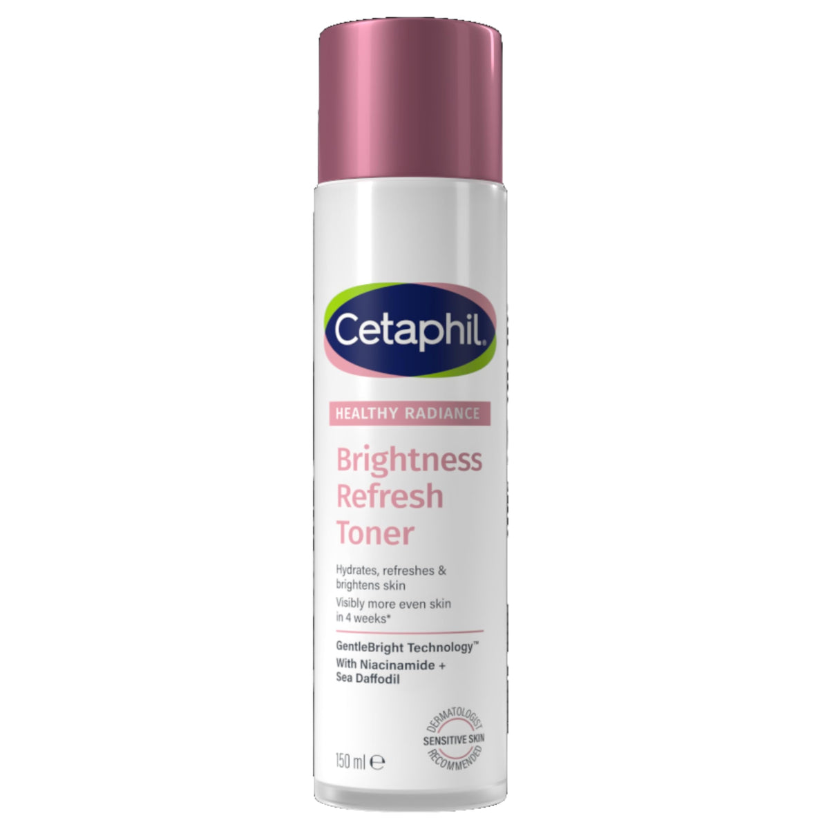 Cetaphil Healthy Radiance Brightness Refresh Toner bottle pouring for gentle hydration and prep.