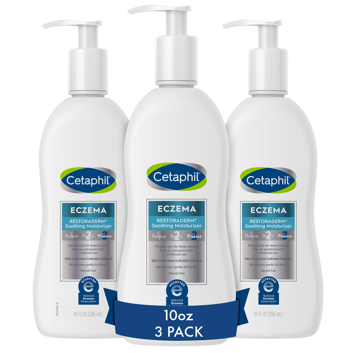 Cetaphil Restoraderm Itch Control Lotion bottle demonstrates soothing, non-greasy hydration.