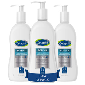 Cetaphil Restoraderm Itch Control Lotion bottle demonstrates soothing, non-greasy hydration.