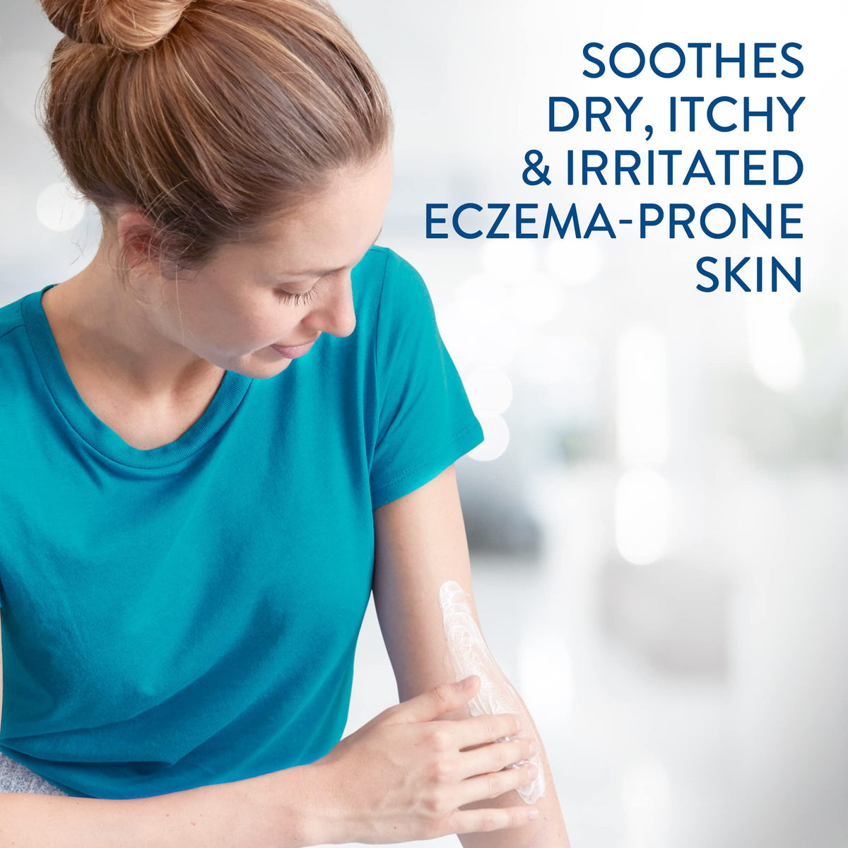 Cetaphil Restoraderm Lotion ingredient info panel highlights ceramides and vitamins for skin nourishment.