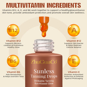 CFHQXSZ Tan Theory Drop to Drink ingredients list graphic.