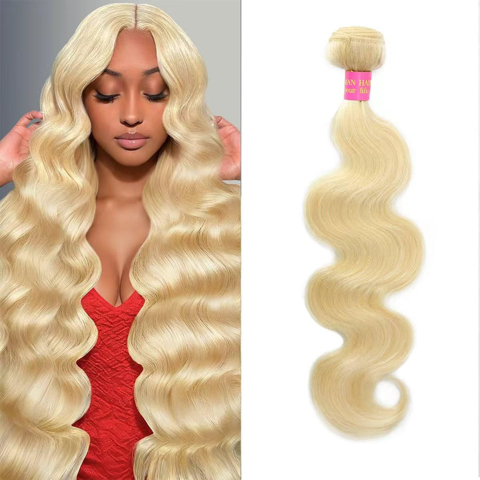 CFY 613 blonde body-wave bundle weft showing durable full-density extensions for natural volume
