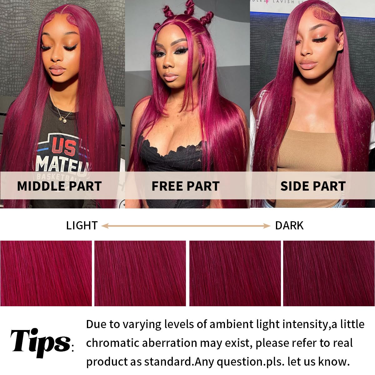 CFY Burgundy Wig packaging and care guide included for long-lasting wear.