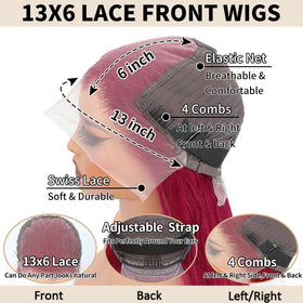 CFY Burgundy Wig pre-plucked baby hair detail supports easy, natural styling.