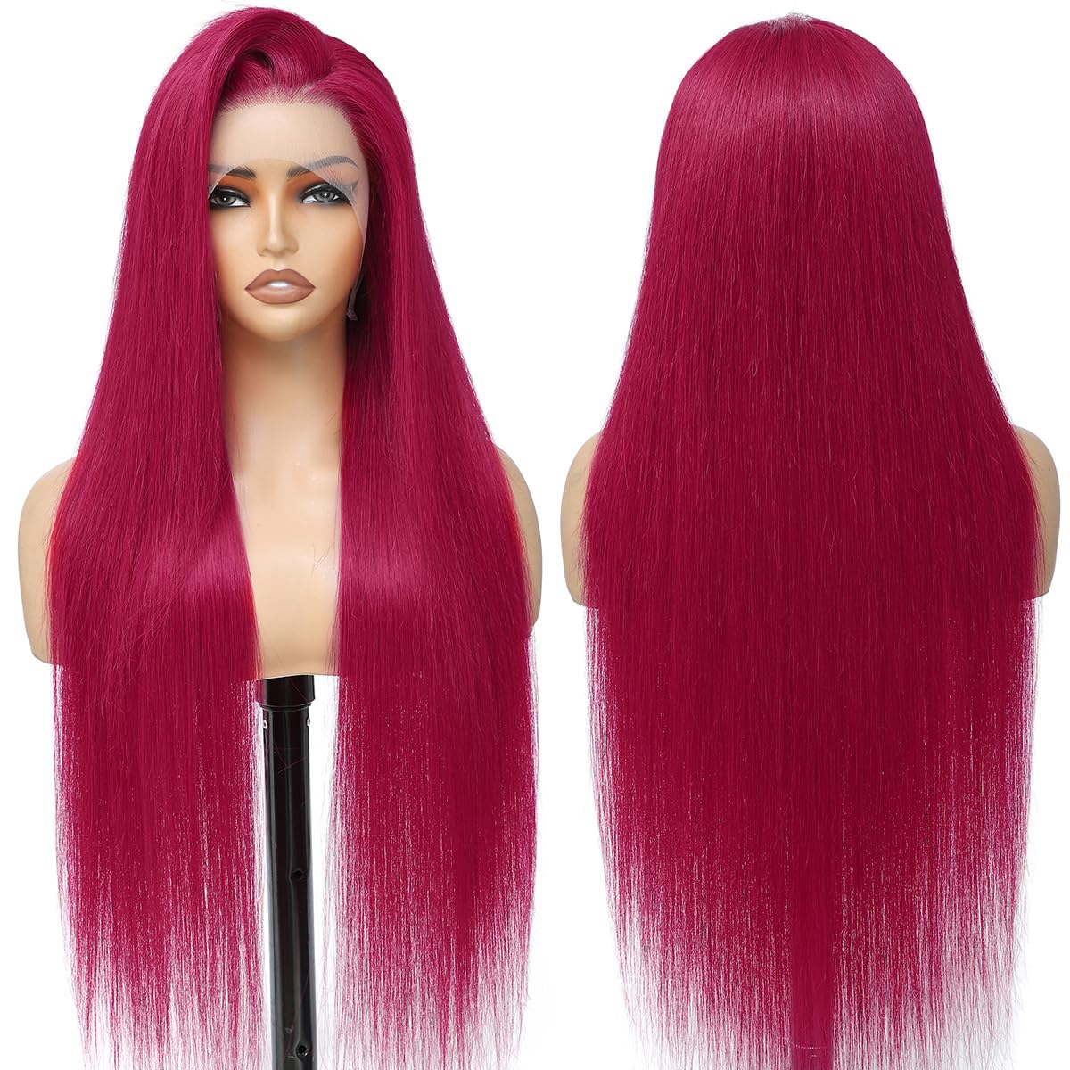 CFY Burgundy Wig straight hair full length, versatile style for events and daily wear.