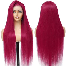 CFY Burgundy Wig straight hair full length, versatile style for events and daily wear.