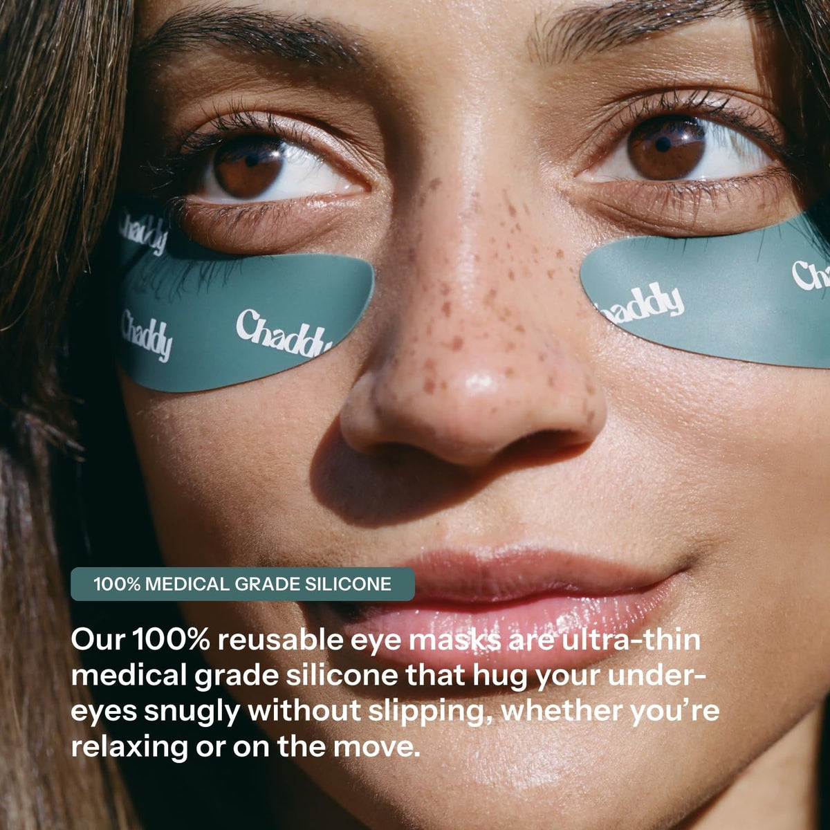 Chaddy eye mask serum-absorption shield helps lock moisture where it matters.