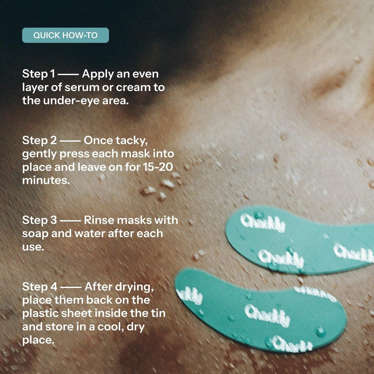 Chaddy eye mask washable-reusable promotes sustainable skincare with simple care.