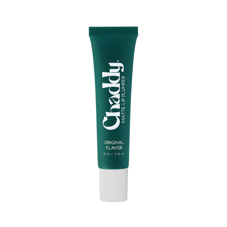 Chaddy Matte Lip Plumper bottle illustrating hydrating formula for comfortable wear