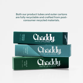 Chaddy Matte Lip Plumper on lips demonstrating natural look with added fullness