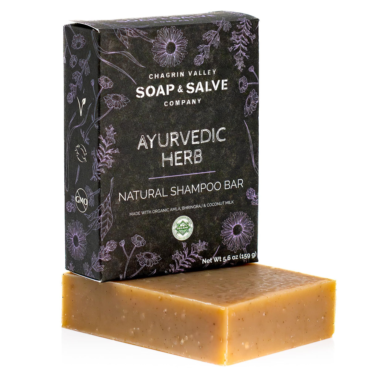 Chagrin Valley Ayurvedic shampoo bar lather close-up for healthy-looking hair.