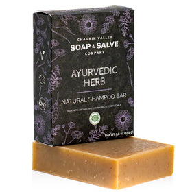 Chagrin Valley Ayurvedic shampoo bar lather close-up for healthy-looking hair.