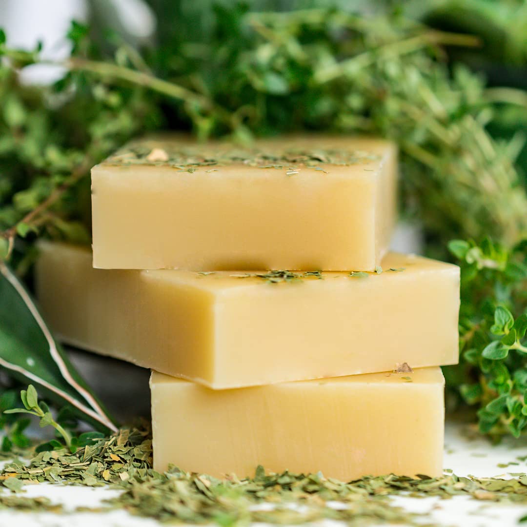 Dried neem leaves accenting the natural ingredients in Chagrin Valley soap bar.