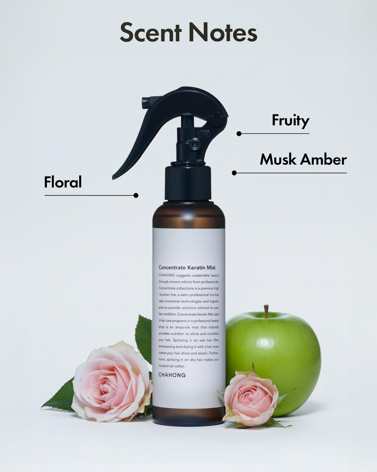 CHAHONG Keratin Hair Repair Mist hair shine after use with elasticity boost.