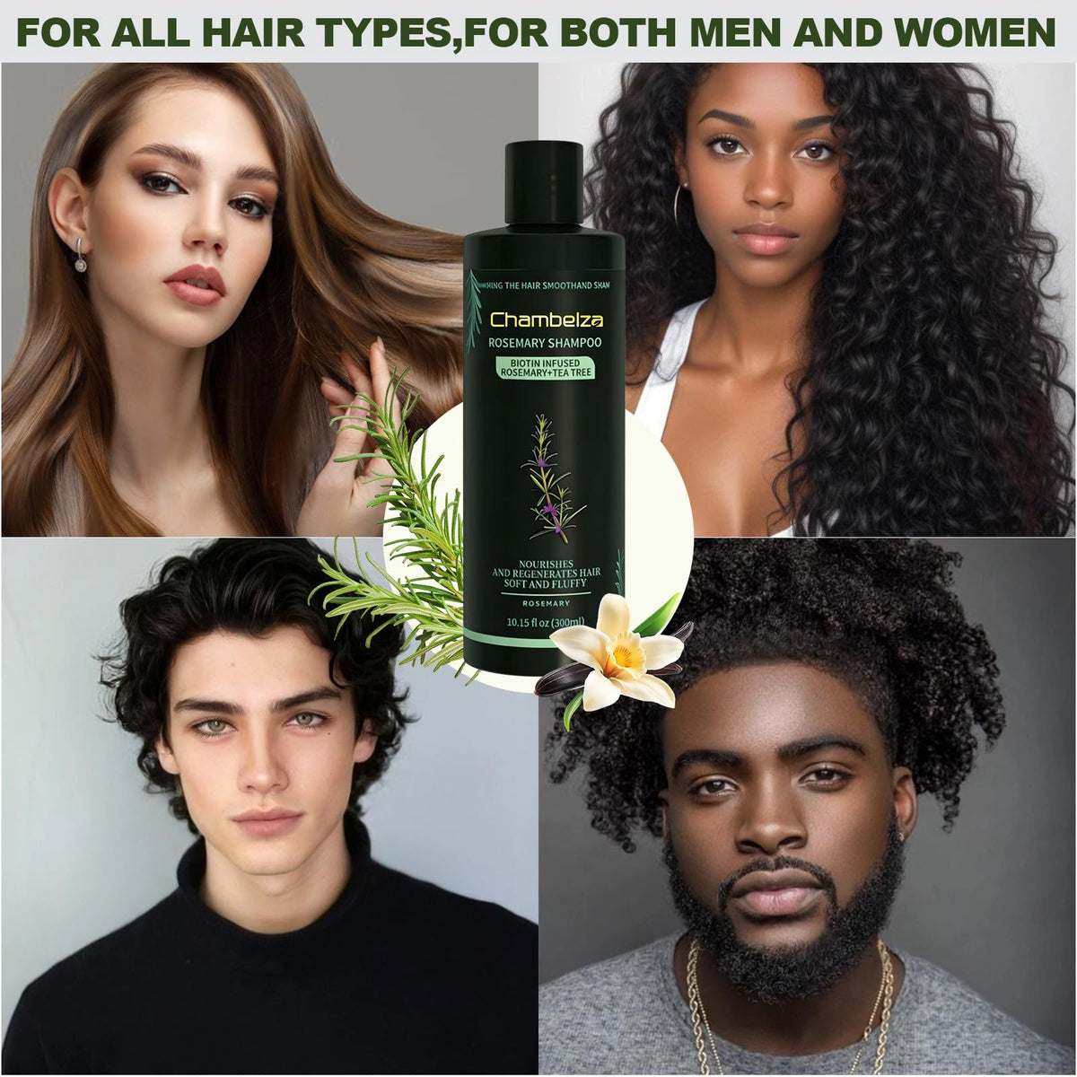 Chambelza rosemary scalp nourishment image suggesting balanced oil levels and vitality.
