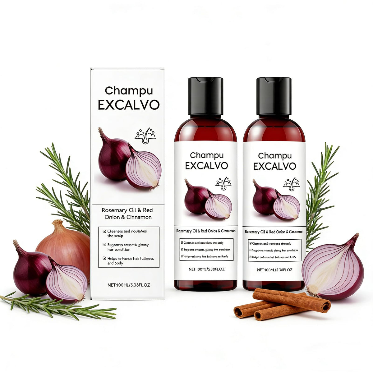 Champu Excalvo rosemary oil bottle for nourishing scalp care