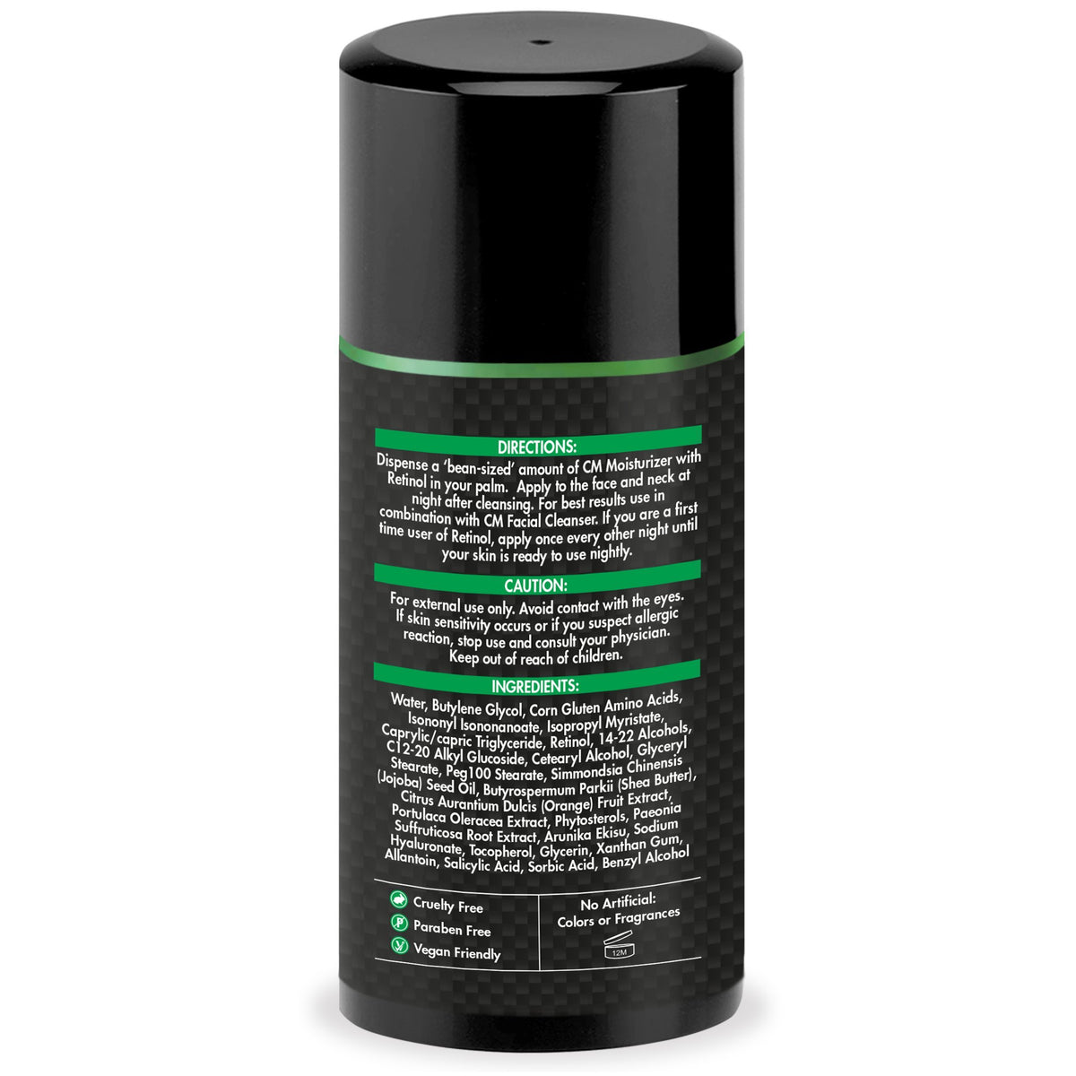 CHAMUEL MEN retinol moisturizer highlights 2.5% formula supporting anti-aging routines.