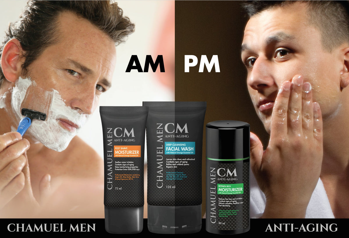 CHAMUEL MEN 100ml packaging demonstrates generous nightly-use size.