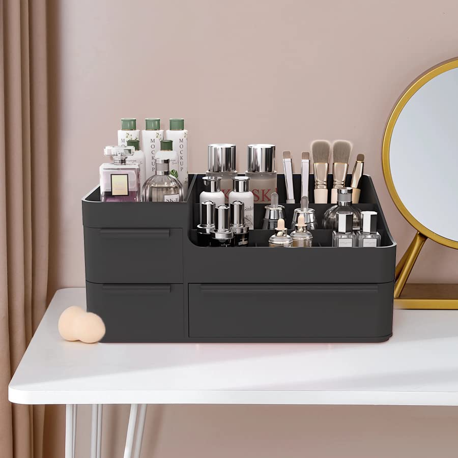 CHANCETSUI makeup organizer shows six compartments for organized essentials.