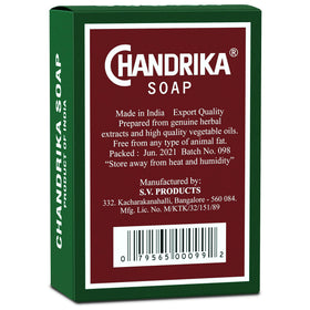 Chandrika ingredients closeup shows natural herbs and vegetable oils for nourishing daily use.