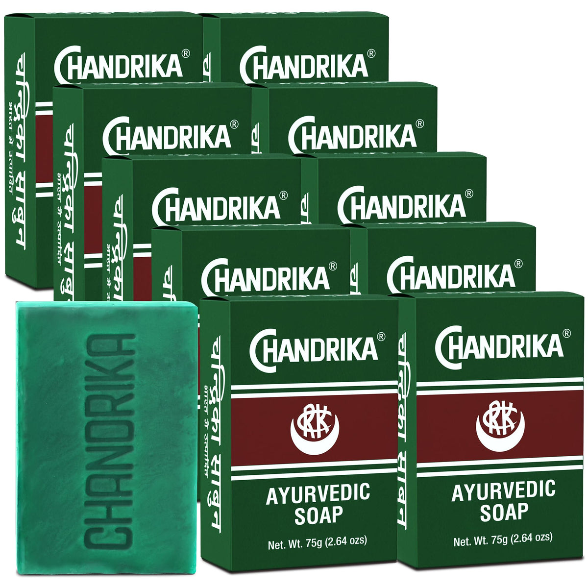 Chandrika original pack front view for daily cleansing with herbal notes.
