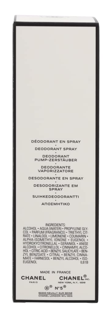 CHANEL No. 5 spray bottle angled for a sleek profile.