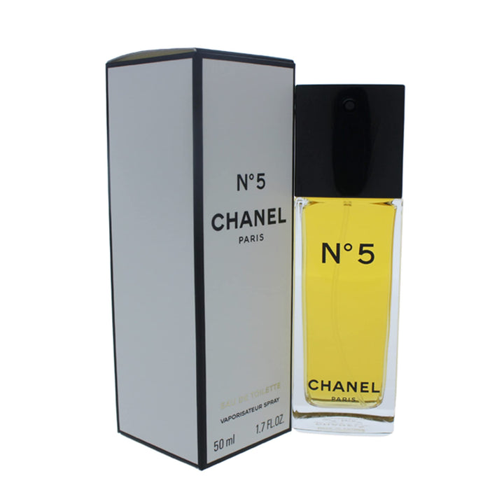 Chanel No.5 1.7 oz EDT bottle, long-lasting scent for daily wear.