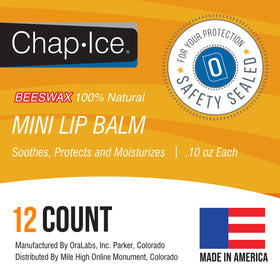 Chap-Ice beeswax-based formula for dry lips relief and smoother texture.
