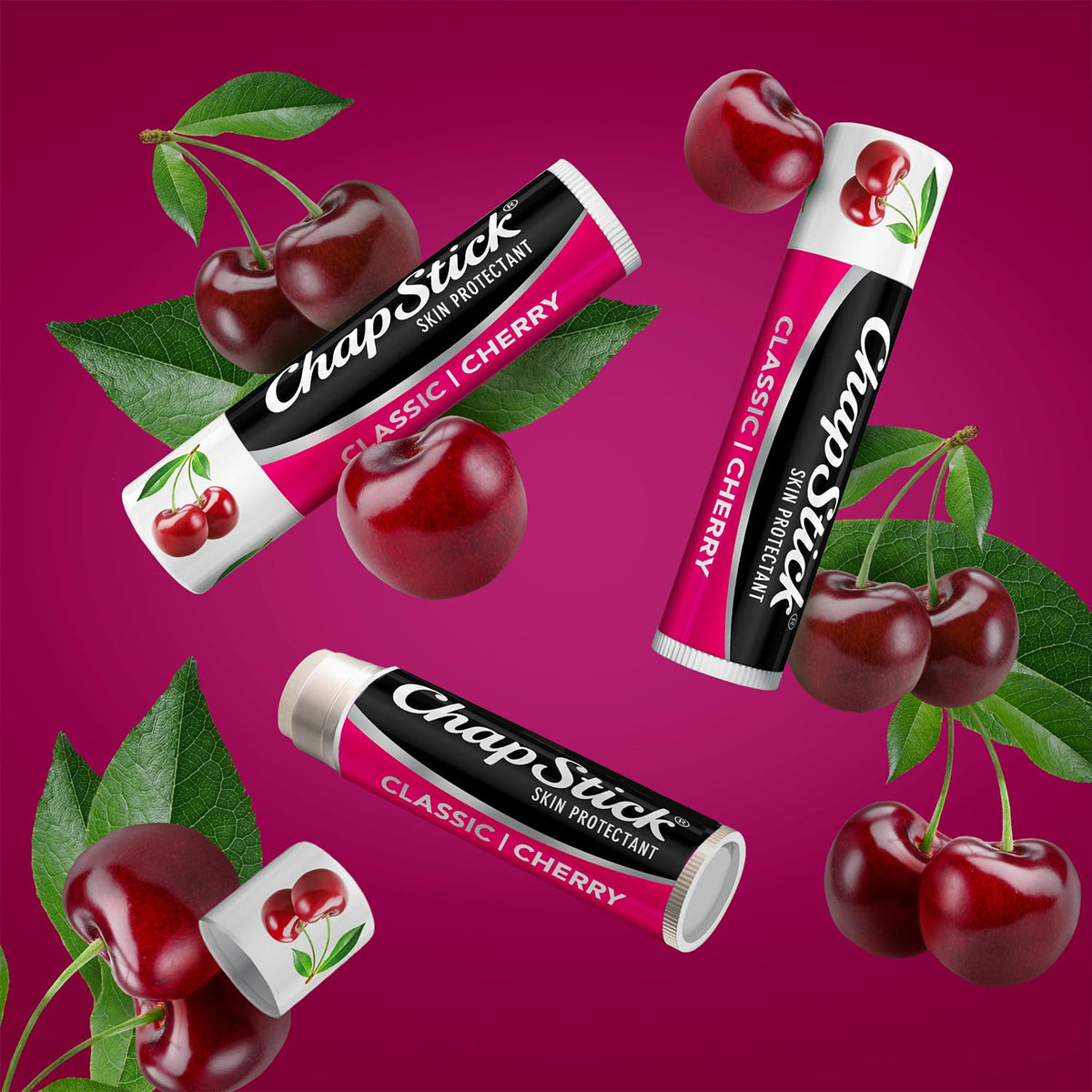 ChapStick 24 blister packs of cherry balm in packaging.