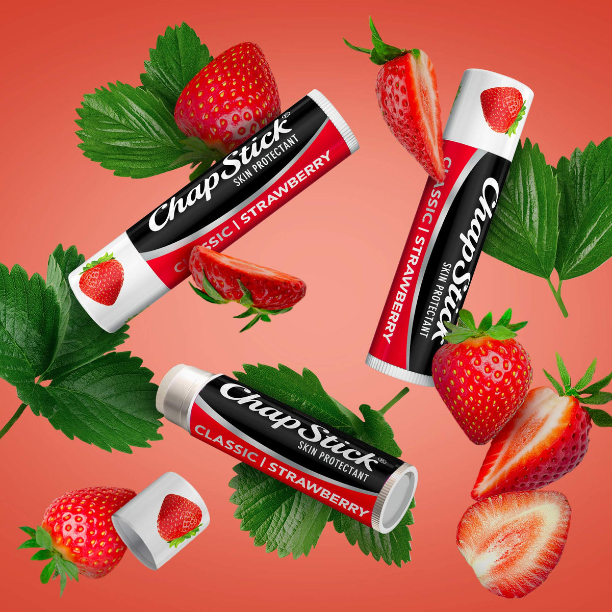 ChapStick brand logo conveys long-standing trust and familiarity.
