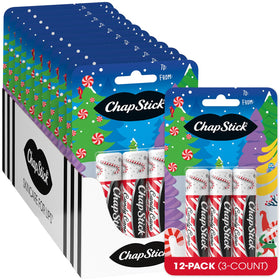 ChapStick Candy Cane bulk pack front view shows 36 tubes ready for gifting