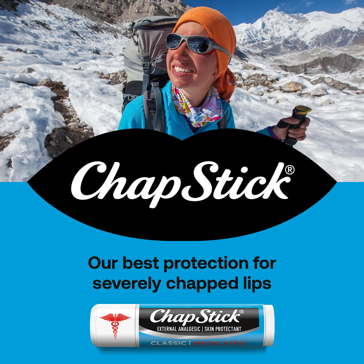 ChapStick Classic Medicated cooling effect on lips from camphor and menthol.