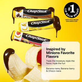 ChapStick Minions Banana-nana lip balm stick for on-the-go moisture.