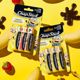 ChapStick Minions sticks in backpacks, travel-friendly lip care.