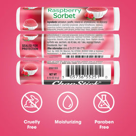 ChapStick Raspberry Sorbet tint swatches show subtle color and shine.