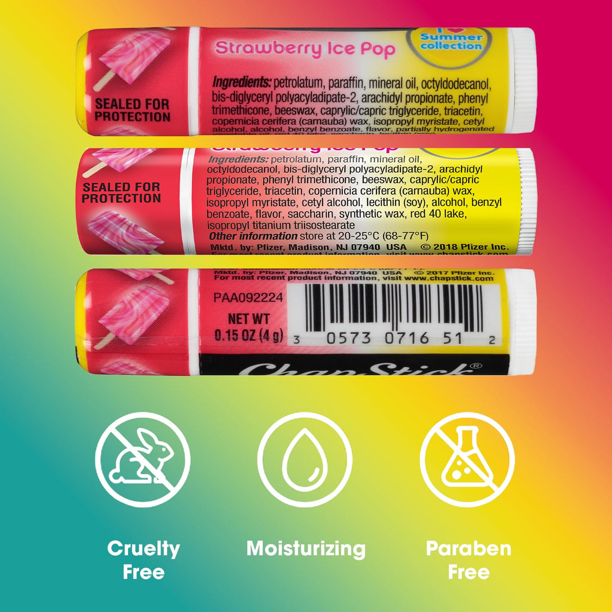 ChapStick Strawberry Ice Pop ready to apply for day-long hydration.