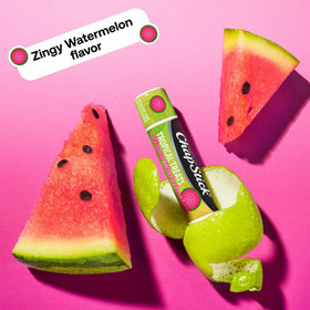 ChapStick Tropical Treats Fizzy Grape packshot emphasizes vibrant color and hydration.