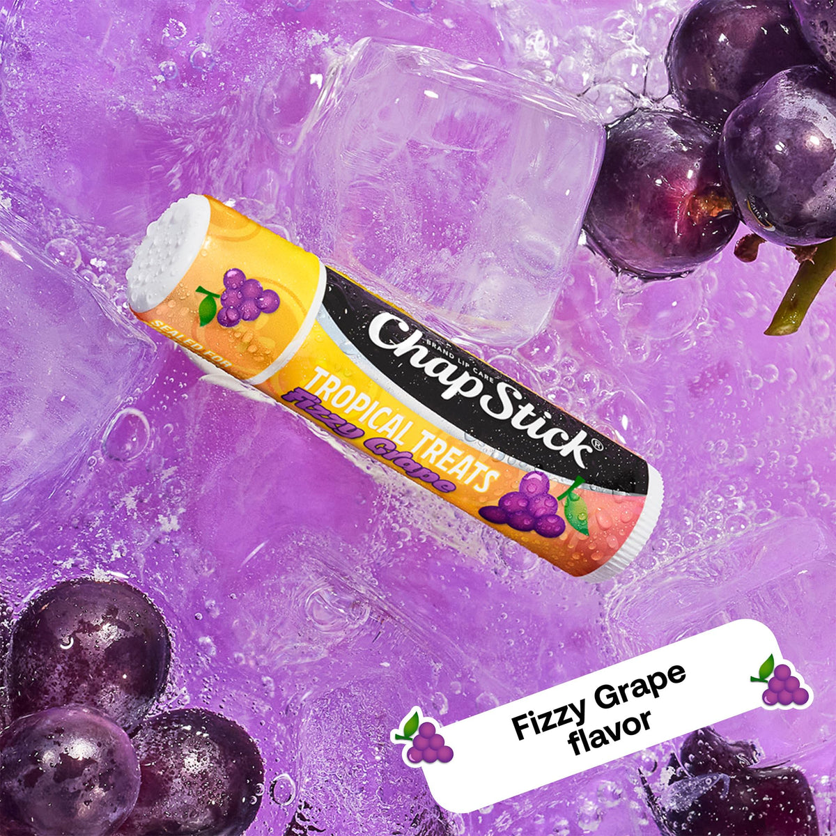 ChapStick Tropical Treats Zingy Watermelon packshot captures fruity aroma and comfortable lips.