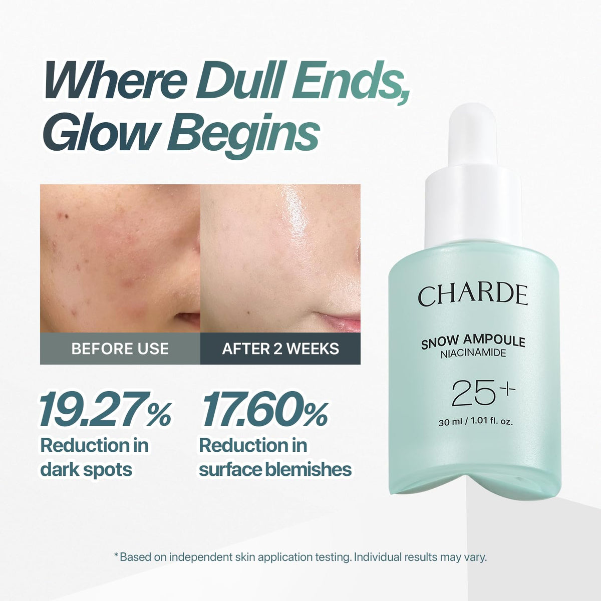 CHARDE Niacinamide 25% texture close-up highlights lightweight, fast-absorbing formula