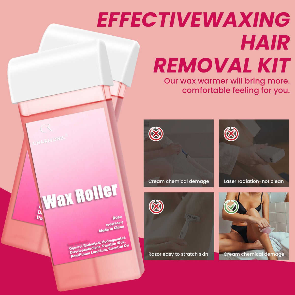 Charmonic after oil wipes soothe skin after waxing.