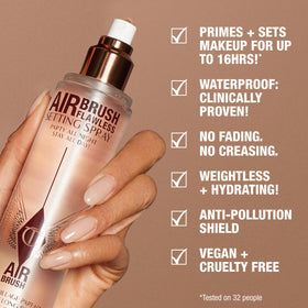 Setting spray offers up to 16 hours of makeup hold with a lightweight feel.