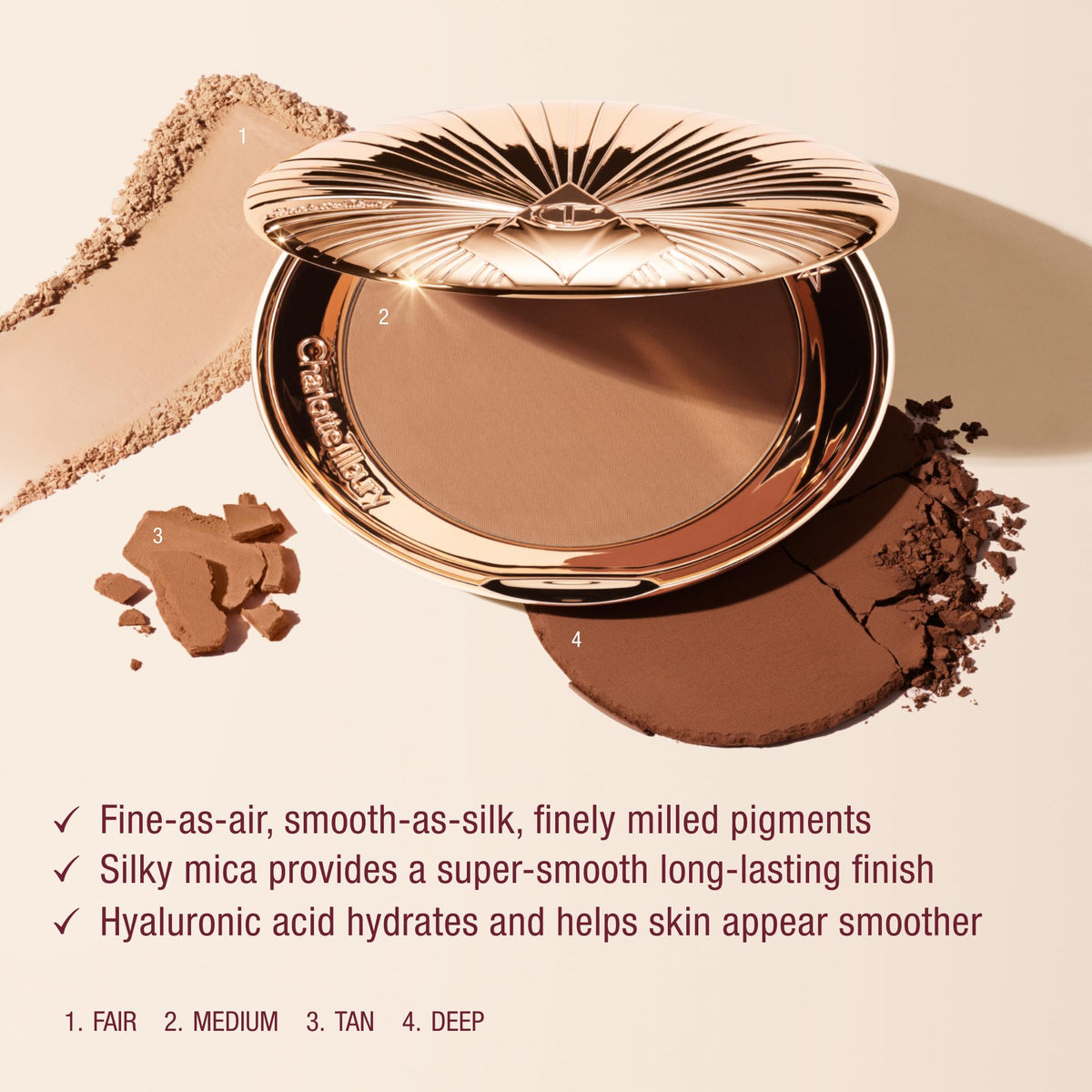 Charlotte Tilbury Airbrush Bronzer Refill for face and body warmth.