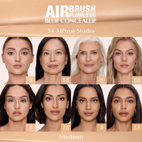 Charlotte Tilbury AIRbrush Flawless Blur Concealer 34 AIRtrue shades swatch on skin.